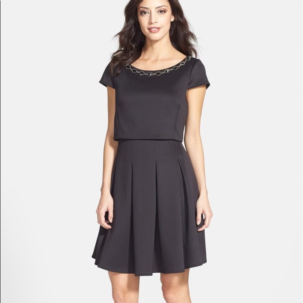 Betsey Johnson Black Scuba Jewel Collar Popover